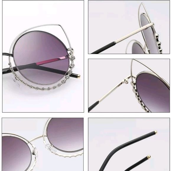 New Luxury Rhinestone Oversized Cateye Sunglasses - Picture 7 of 7
